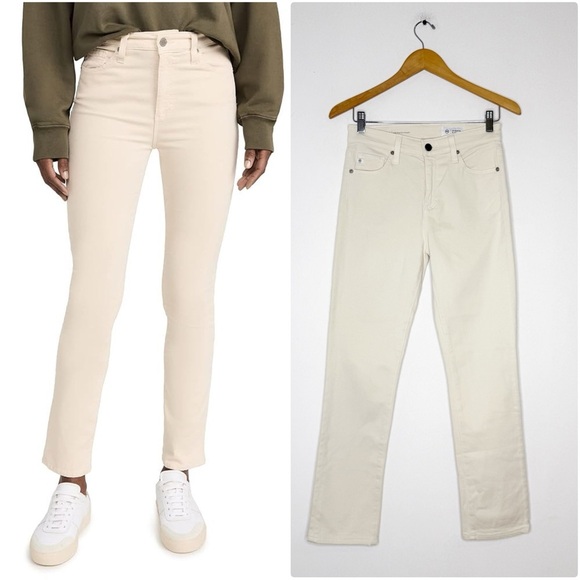 AG Adriano Goldschmied Mari High-Rise Slim Straight Jeans Size 26R – Ivory - Picture 1 of 8